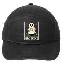 All Done Sign Language Speech Halloween Ghost Teacher Sped 7-Panel Snapback Hat