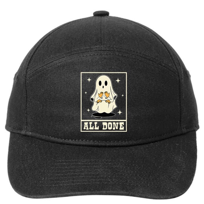 All Done Sign Language Speech Halloween Ghost Teacher Sped 7-Panel Snapback Hat