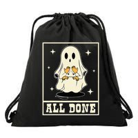 All Done Sign Language Speech Halloween Ghost Teacher Sped Drawstring Bag