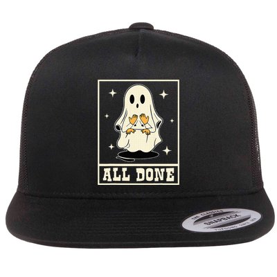 All Done Sign Language Speech Halloween Ghost Teacher Sped Flatbill Hat