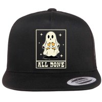 All Done Sign Language Speech Halloween Ghost Teacher Sped Flat Bill Trucker Hat