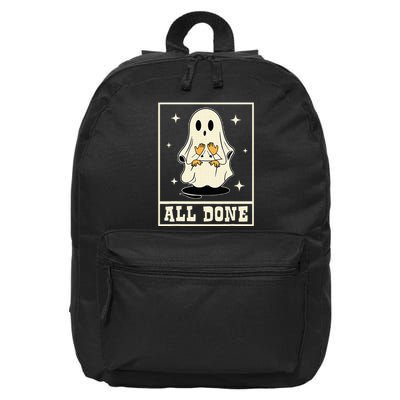 All Done Sign Language Speech Halloween Ghost Teacher Sped 16 in Basic Backpack