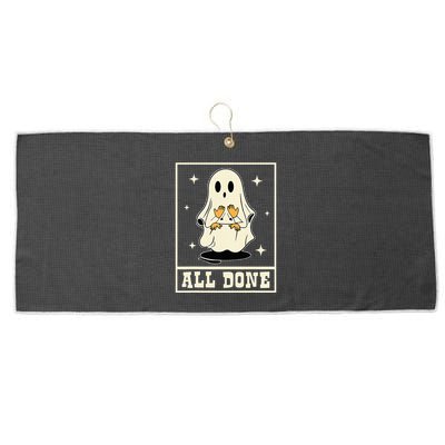 All Done Sign Language Speech Halloween Ghost Teacher Sped Large Microfiber Waffle Golf Towel