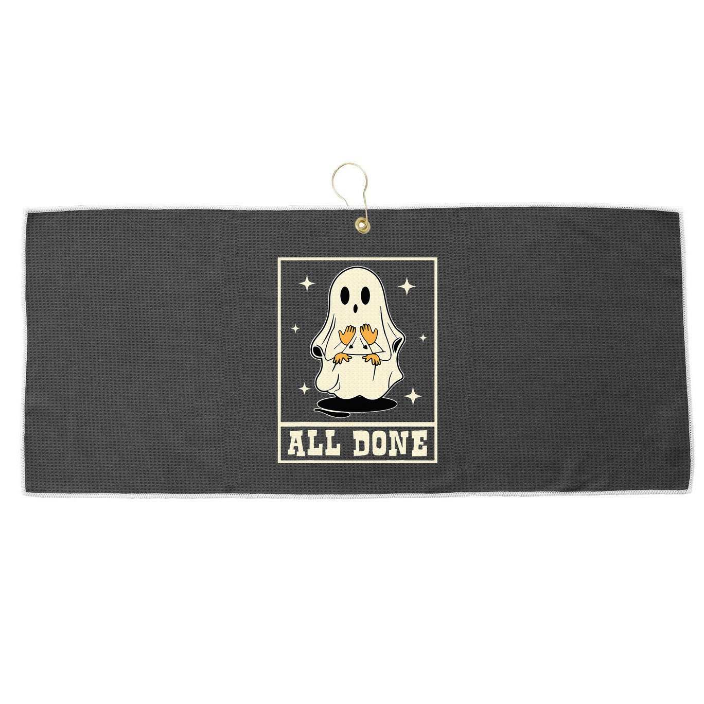 All Done Sign Language Speech Halloween Ghost Teacher Sped Large Microfiber Waffle Golf Towel