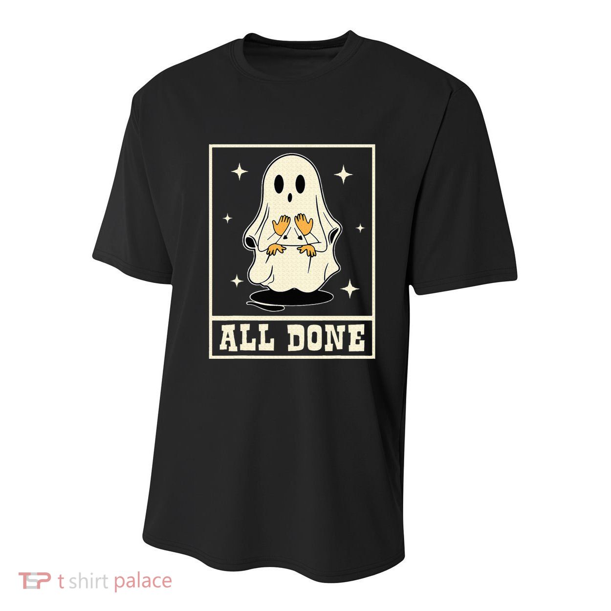 All Done Sign Language Speech Halloween Ghost Teacher Sped Youth Performance Sprint T-Shirt