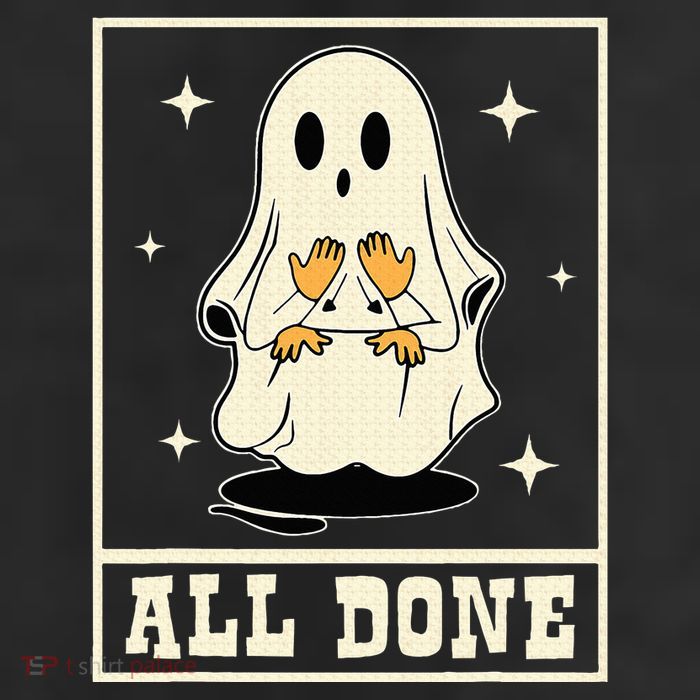 All Done Sign Language Speech Halloween Ghost Teacher Sped 25L Jumbo Tote