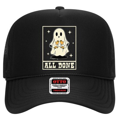 All Done Sign Language Speech Halloween Ghost Teacher Sped Trucker Hat