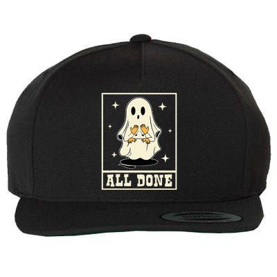 All Done Sign Language Speech Halloween Ghost Teacher Sped Wool Snapback Cap