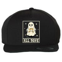 All Done Sign Language Speech Halloween Ghost Teacher Sped Wool Snapback Cap