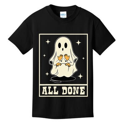 All Done Sign Language Speech Halloween Ghost Teacher Sped Kids T-Shirt
