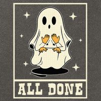 All Done Sign Language Speech Halloween Ghost Teacher Sped Cotton Canvas Backpack