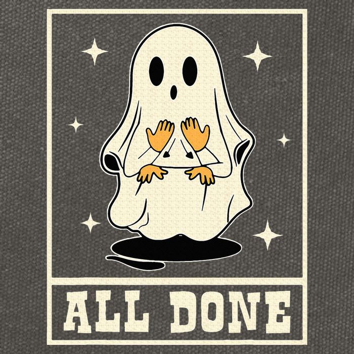 All Done Sign Language Speech Halloween Ghost Teacher Sped Cotton Canvas Backpack