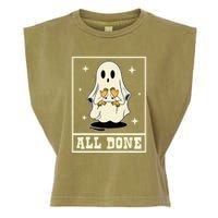 All Done Sign Language Speech Halloween Ghost Teacher Sped Garment-Dyed Women's Muscle Tee