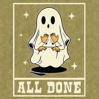 All Done Sign Language Speech Halloween Ghost Teacher Sped Garment-Dyed Women's Muscle Tee