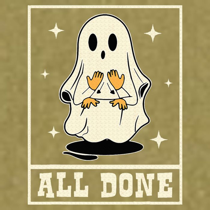 All Done Sign Language Speech Halloween Ghost Teacher Sped Garment-Dyed Women's Muscle Tee