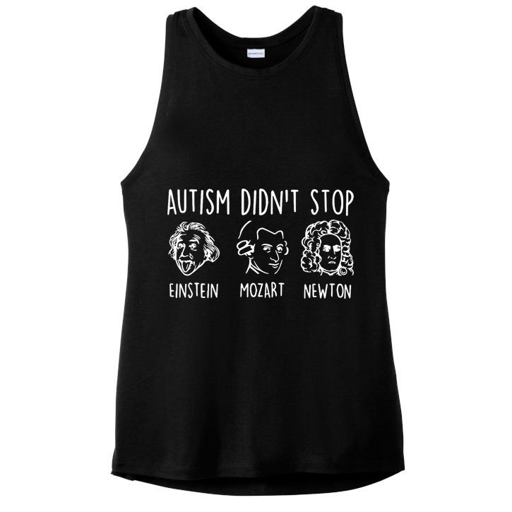 Autism Didn't Stop Famous People Autism Awareness Mom Dad Ladies PosiCharge Tri-Blend Wicking Tank