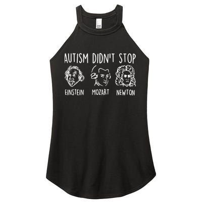 Autism Didn't Stop Famous People Autism Awareness Mom Dad Women's Perfect Tri Rocker Tank