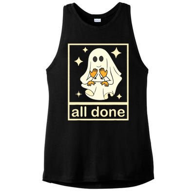 All Done Sign Language Speech Pathology Ghost Fall Halloween Ladies PosiCharge Tri-Blend Wicking Tank