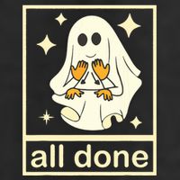 All Done Sign Language Speech Pathology Ghost Fall Halloween 7 Panel Mesh Trucker Snapback Hat
