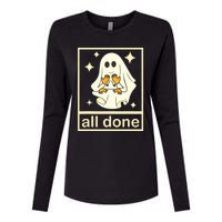 All Done Sign Language Speech Pathology Ghost Fall Halloween Womens Cotton Relaxed Long Sleeve T-Shirt