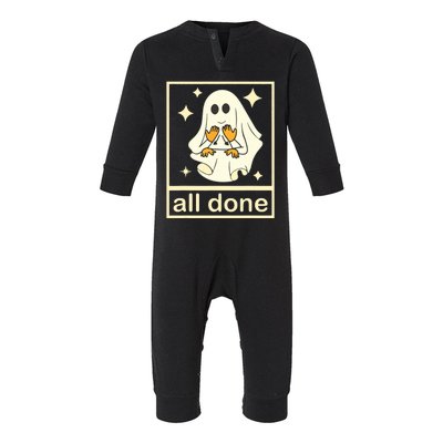 All Done Sign Language Speech Pathology Ghost Fall Halloween Infant Fleece One Piece