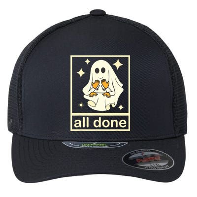 All Done Sign Language Speech Pathology Ghost Fall Halloween Flexfit Unipanel Trucker Cap