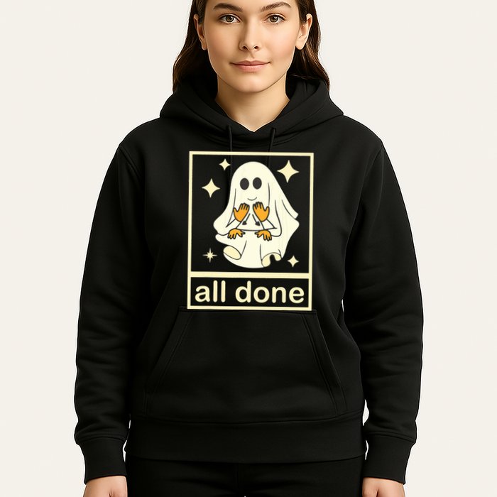 All Done Sign Language Speech Pathology Ghost Fall Halloween Hoodie