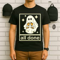 All Done Sign Language Speech Pathology Ghost Fall Halloween T-Shirt