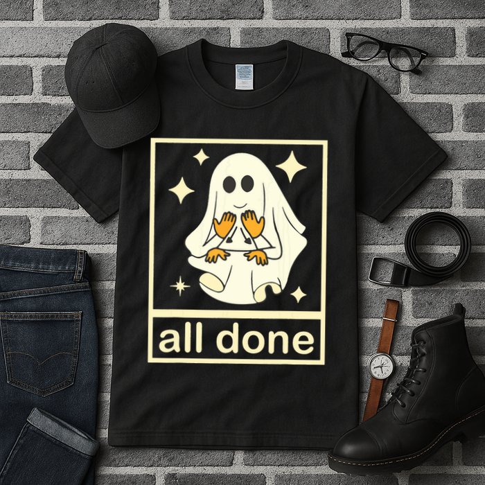 All Done Sign Language Speech Pathology Ghost Fall Halloween Tall T-Shirt