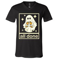 All Done Sign Language Speech Pathology Ghost Fall Halloween V-Neck T-Shirt