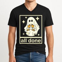 All Done Sign Language Speech Pathology Ghost Fall Halloween V-Neck T-Shirt
