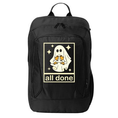 All Done Sign Language Speech Pathology Ghost Fall Halloween City Backpack
