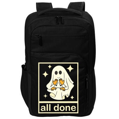 All Done Sign Language Speech Pathology Ghost Fall Halloween Impact Tech Backpack