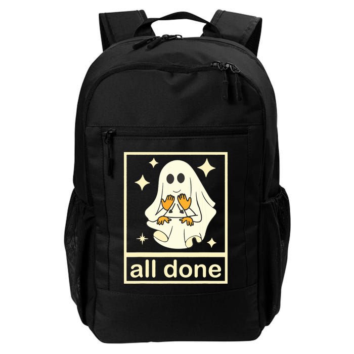 All Done Sign Language Speech Pathology Ghost Fall Halloween Backpack