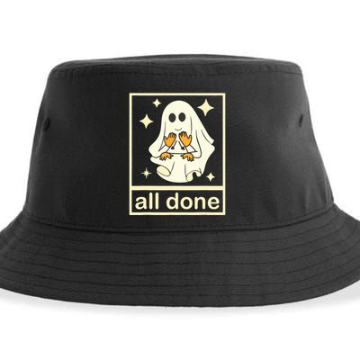 All Done Sign Language Speech Pathology Ghost Fall Halloween Sustainable Bucket Hat