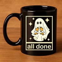 All Done Sign Language Speech Pathology Ghost Fall Halloween 11oz C Handle Ceramic Mug