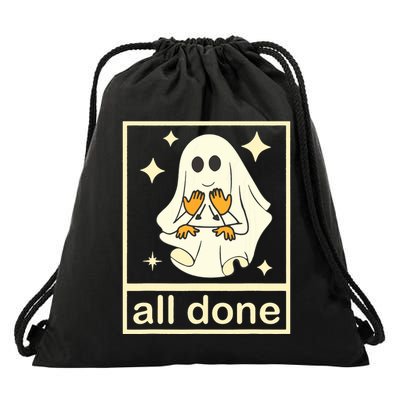 All Done Sign Language Speech Pathology Ghost Fall Halloween Drawstring Bag