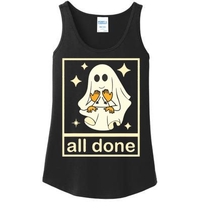 All Done Sign Language Speech Pathology Ghost Fall Halloween Ladies Essential Tank