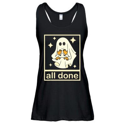 All Done Sign Language Speech Pathology Ghost Fall Halloween Ladies Essential Flowy Tank