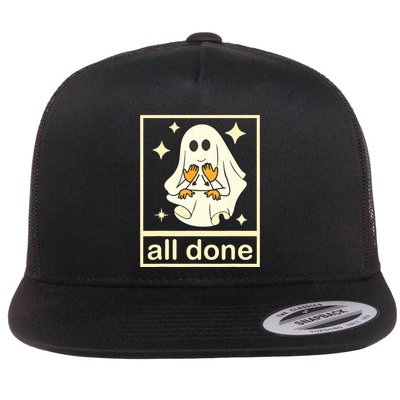 All Done Sign Language Speech Pathology Ghost Fall Halloween Flatbill Hat