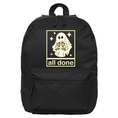 All Done Sign Language Speech Pathology Ghost Fall Halloween 16 in Basic Backpack
