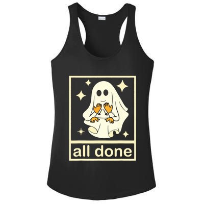 All Done Sign Language Speech Pathology Ghost Fall Halloween Ladies PosiCharge Competitor Racerback Tank