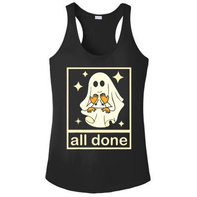 All Done Sign Language Speech Pathology Ghost Fall Halloween Ladies PosiCharge Competitor Racerback Tank