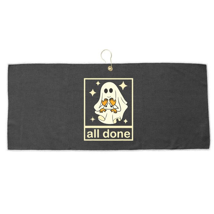 All Done Sign Language Speech Pathology Ghost Fall Halloween Large Microfiber Waffle Golf Towel