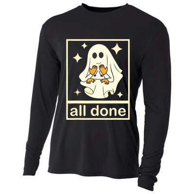 All Done Sign Language Speech Pathology Ghost Fall Halloween Cooling Performance Long Sleeve Crew
