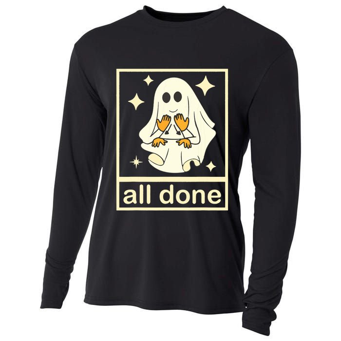 All Done Sign Language Speech Pathology Ghost Fall Halloween Cooling Performance Long Sleeve Crew
