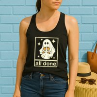 All Done Sign Language Speech Pathology Ghost Fall Halloween Womens Tank Top