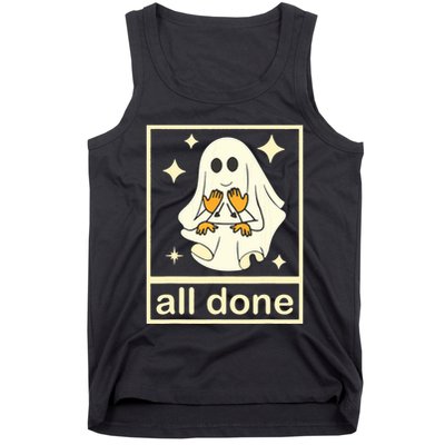All Done Sign Language Speech Pathology Ghost Fall Halloween Tank Top