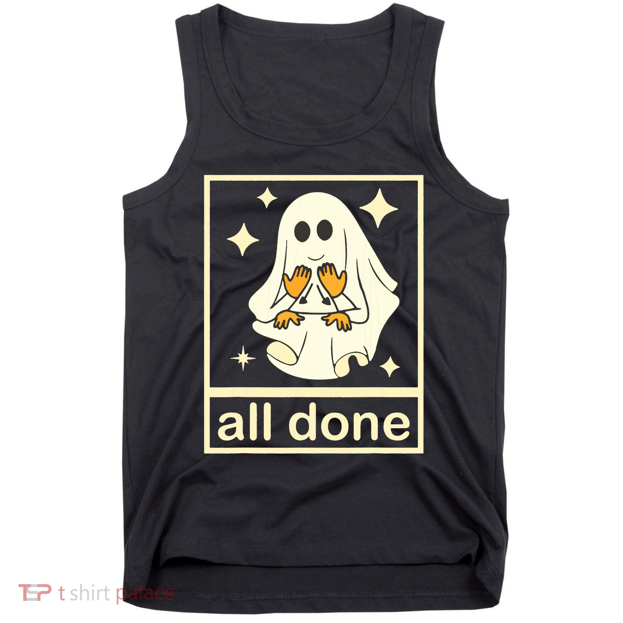 All Done Sign Language Speech Pathology Ghost Fall Halloween Tank Top