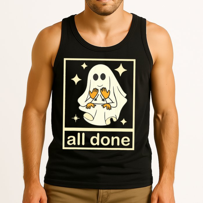 All Done Sign Language Speech Pathology Ghost Fall Halloween Tank Top